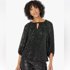 Vince Camuto Medium 3/4 Sleeve Keyhole Sequins Blouse As Shown on Nordstrom